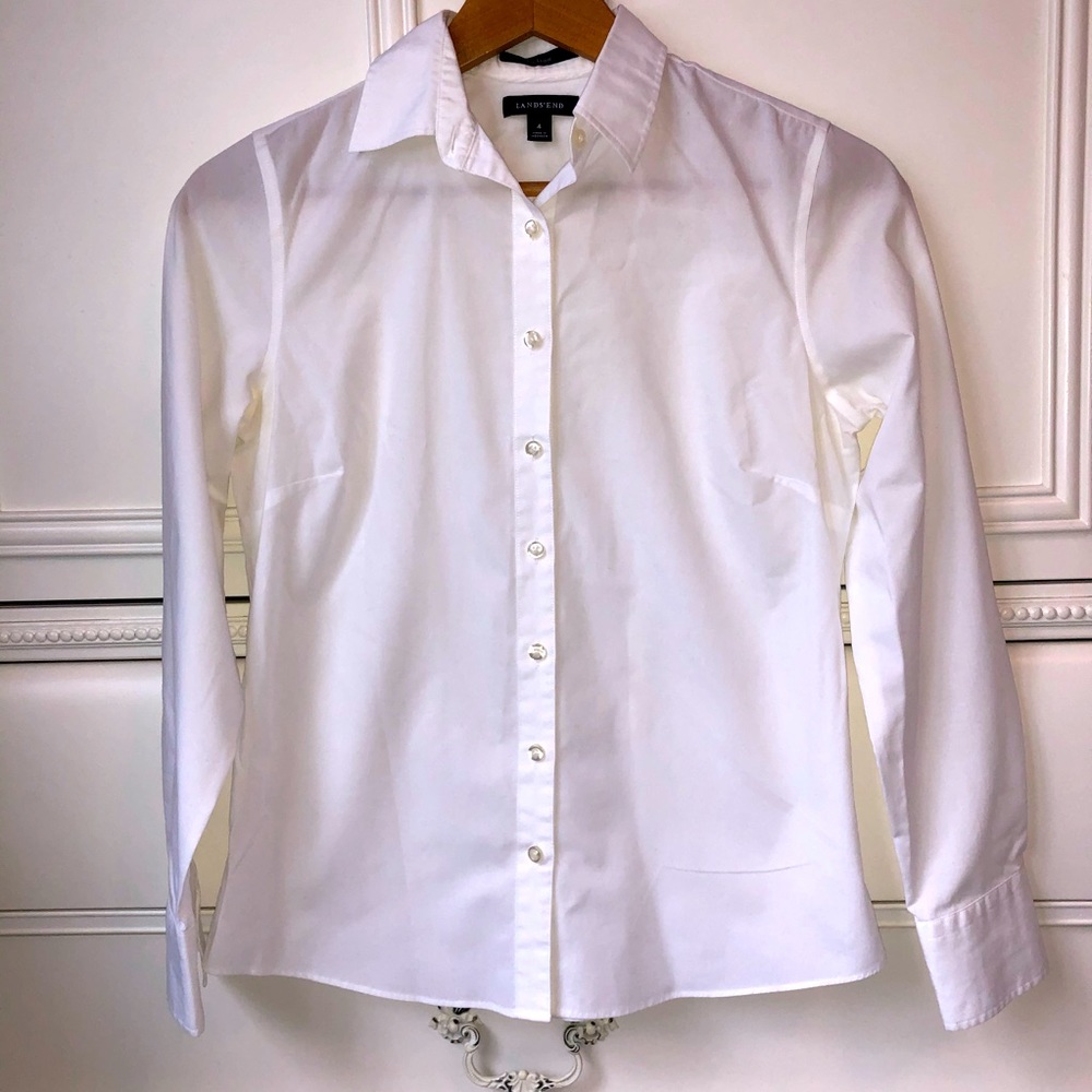 Lands End Classic Button Down Blouse